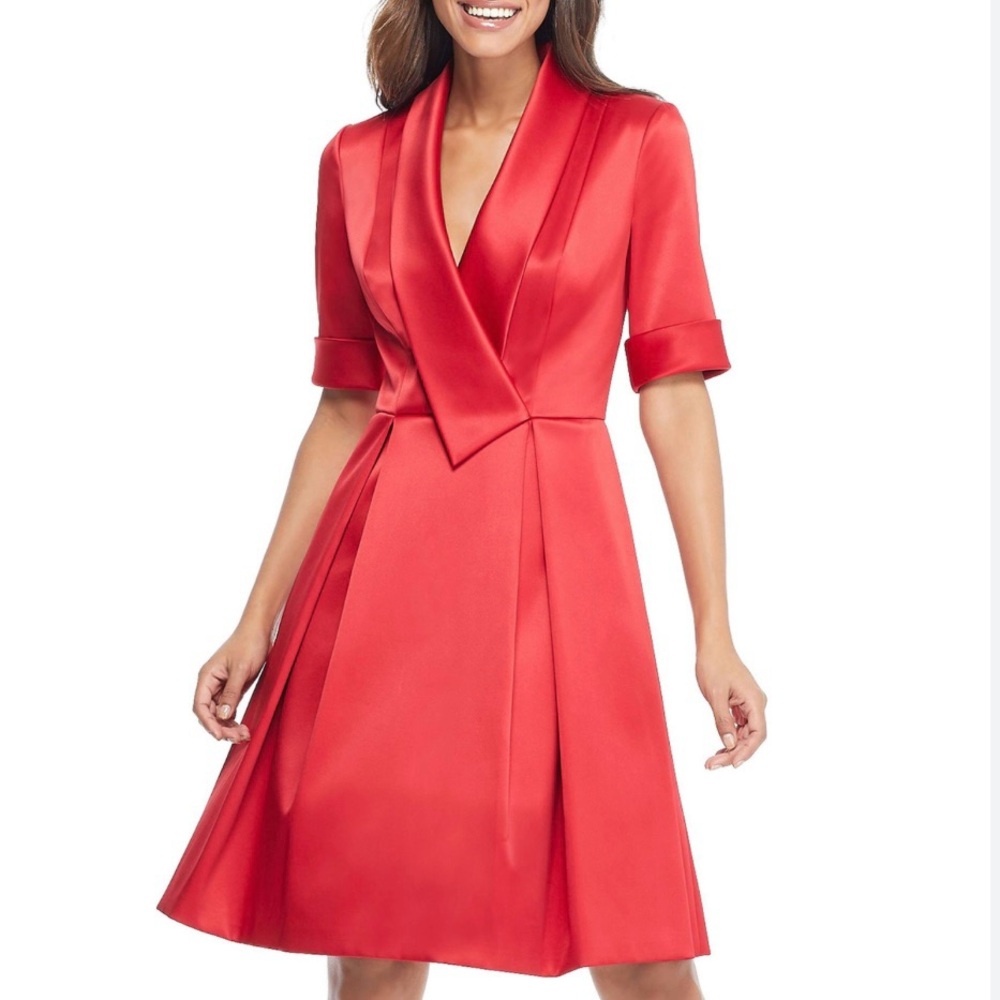 Gal Meets Glam Ruby Red Satin Dress sz6P